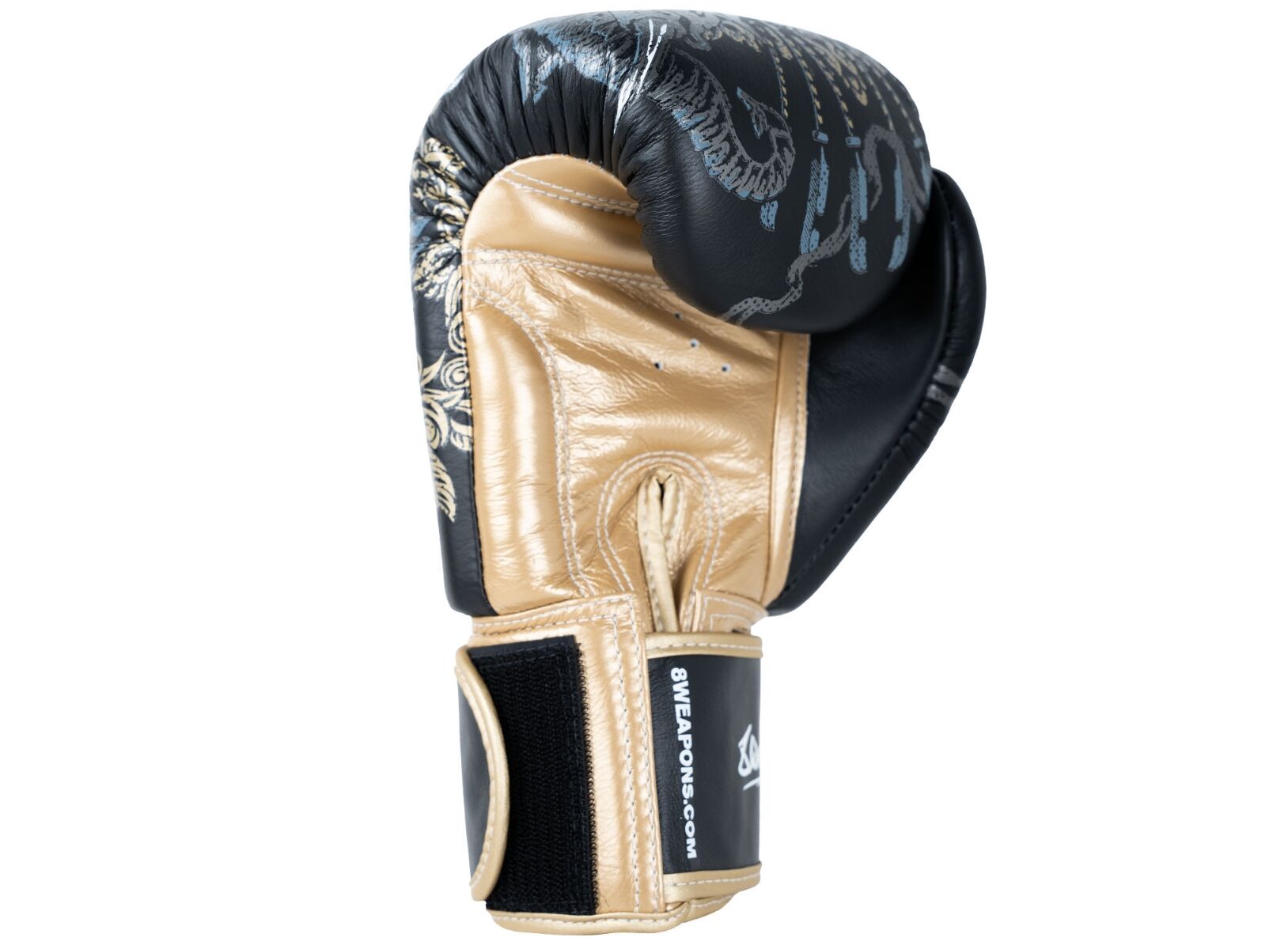 8 WEAPONS Boxing Gloves, Three Elephants 2.0, black-gold, 10 Oz