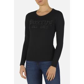 BXW2002476AQBLACKM-Lady Strass Logo T-Shirt L/S