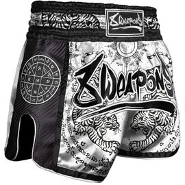 8W-8060012-4-8 Weapons Muay Thai Shorts Carbon - Sak Yant Tigers