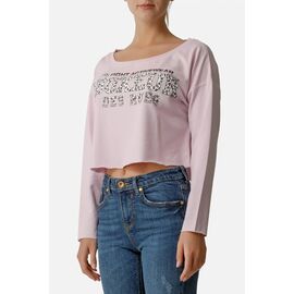 BTW0400159CCPINKM-Loose Fit Cropped Sweatshirt