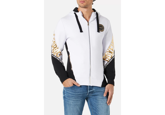 BXM0400223AT-W-L-Letter Printed Hooded Full Zip