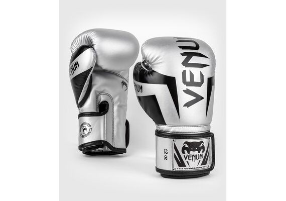 VE-1392-451-10OZ-Venum Elite Boxing Gloves - Silver/Black