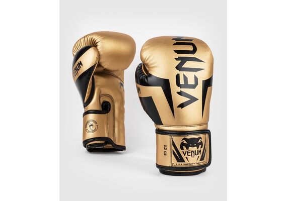VE-1392-449-12OZ-Venum Elite Boxing Gloves - Gold/Black