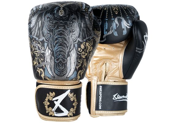 8W-8140010-1-8 WEAPONS Boxing Gloves - Three Elephants 2.0 black-gold 10 Oz