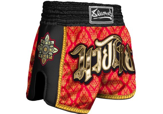 8W-8050026-1-8 WEAPONS Muay Thai Shorts Super Mesh - Ancient 2.0 red-gold S