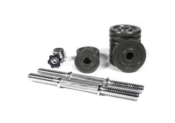 GL-7640344756442-Kit / set of 15kg weight plates and chrome bars &#216; 25mm
