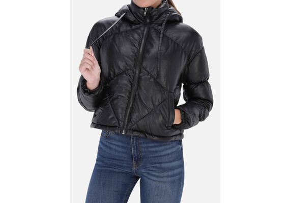 BXW0909579ASBK-L-Eco Leather Padded Jacket