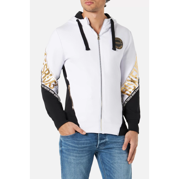 BXM0400223AT-W-M-Letter Printed Hooded Full Zip