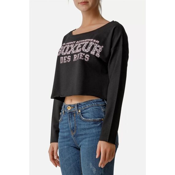 BTW0400159CCBKM-Loose Fit Cropped Sweatshirt